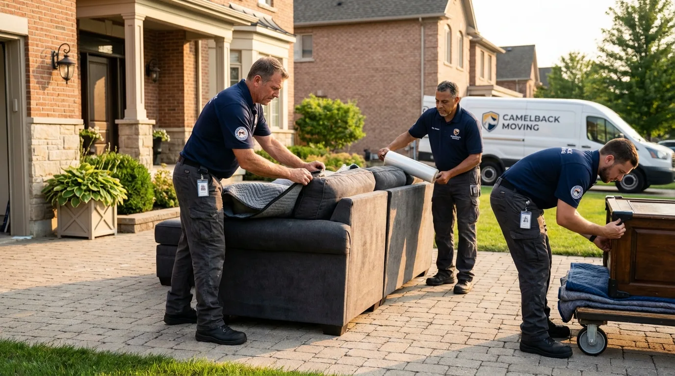 Large estate moving crew wrapping furniture in Pleasant Ridge, MI