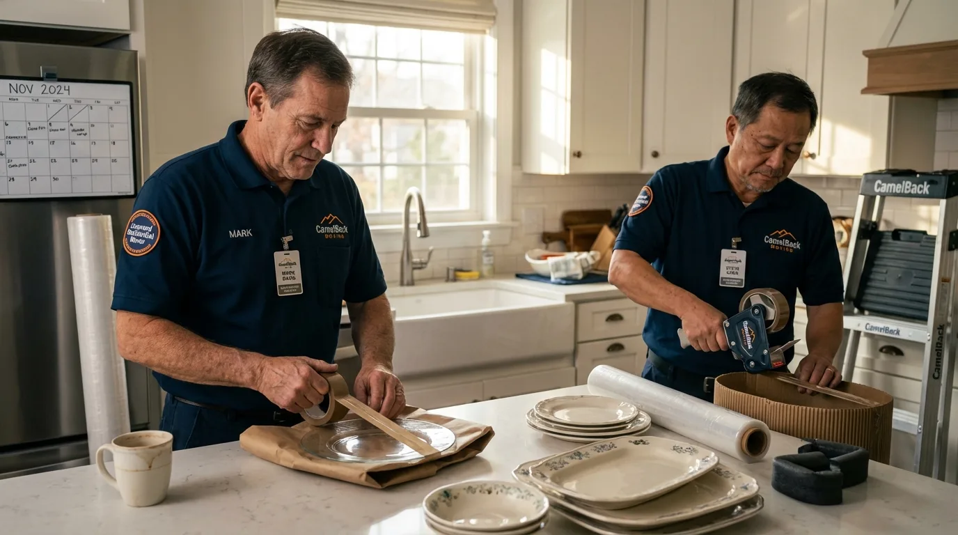 Professional crew packing kitchen dishware in Pleasant Ridge, MI