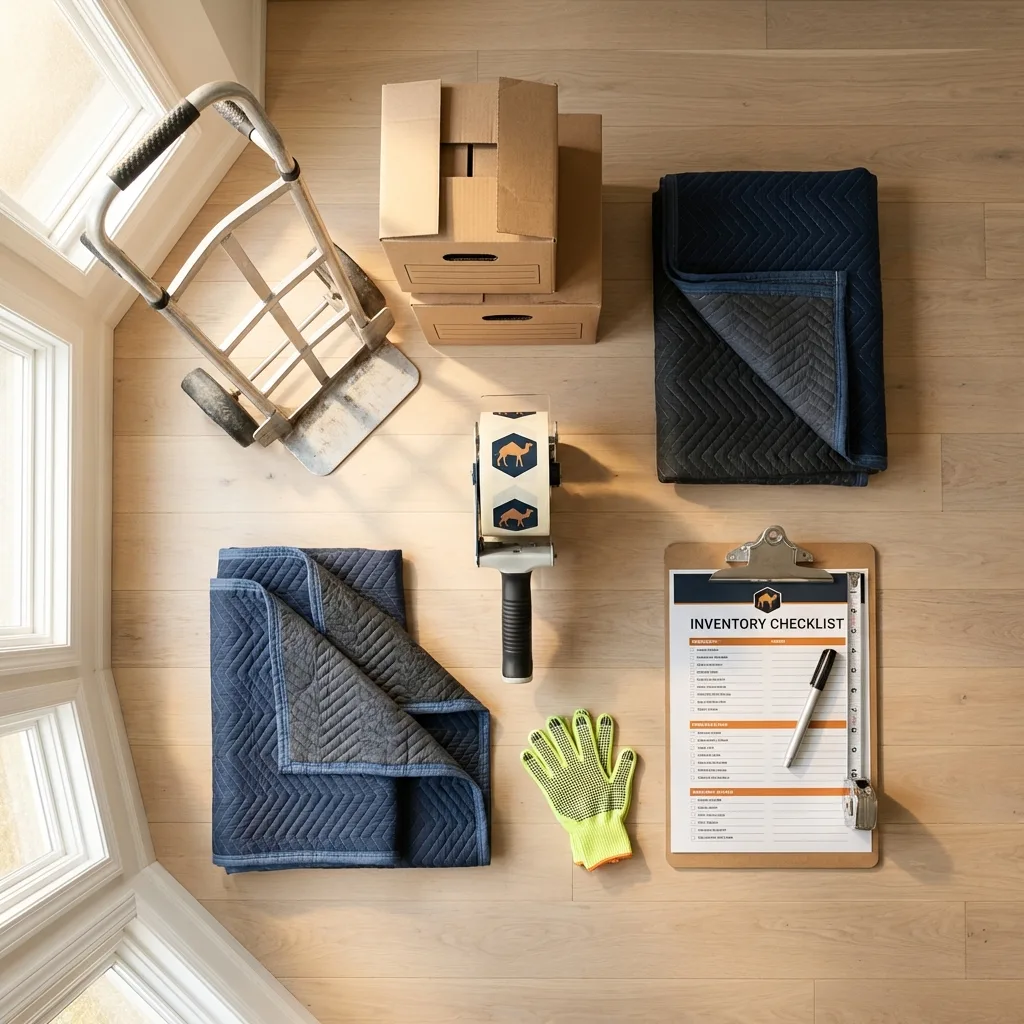 Professional moving supplies and packing materials layout for Pleasant Ridge residential relocations